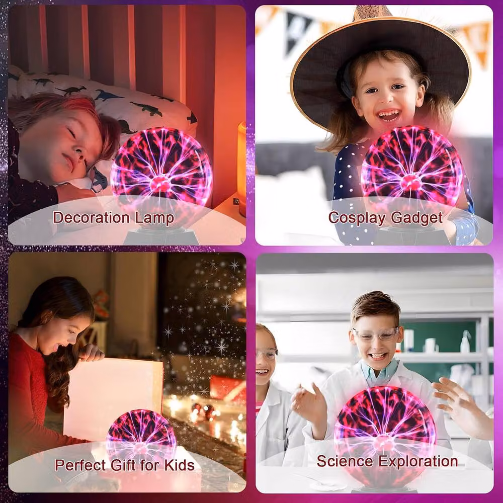 Goeco Magic Plasma Ball Red Touch and Sound Sensitive Plasma Globe Lamp, Diameter: 15.24 cm – 5