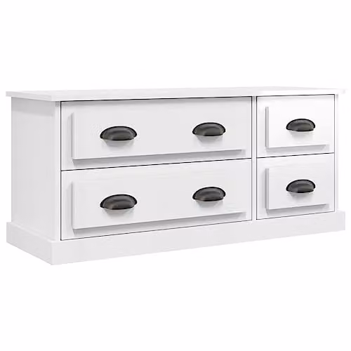 vidaXL Modern High Gloss White TV Cabinet and Media Unit in Engineered Wood – 1