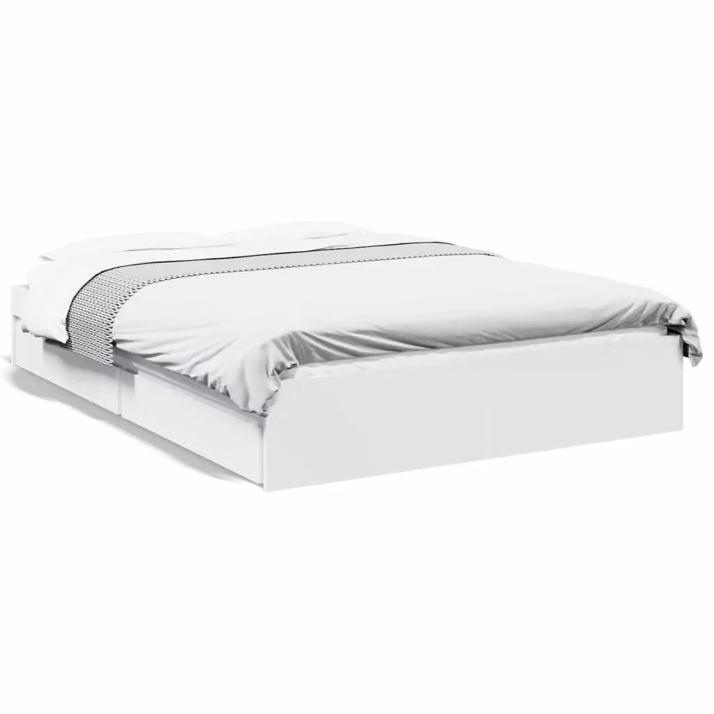 Berkfield Home Small Double Bed Frame with Drawers, White, W/D/H: 120 x 200 cm – 2