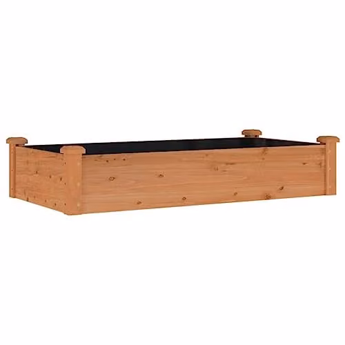 vidaXL Wooden Raised Bed with Liner, Brown, W: 120 cm, D: 60 cm, H: 25 cm – 1