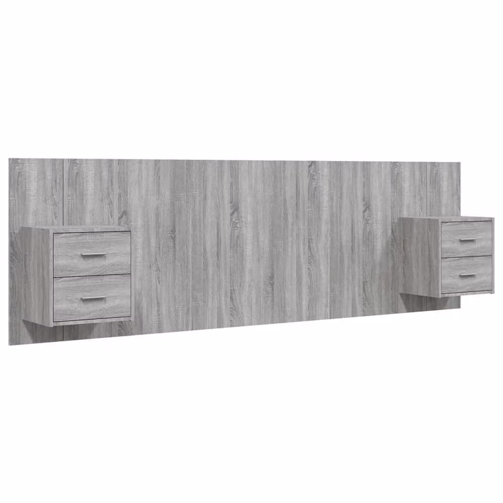 Berkfield Home Classic Bed Headboard with Integrated Nightstands in Grey Sonoma Engineered Wood W: 160 cm, D: 32.5 cm, H: 80 cm – 3