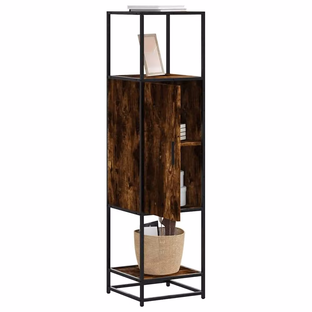 Berkfield Home Smoked Oak Highboard in Brown, W/D/H: 35.5 x 35.0 x 139.0 cm – 2