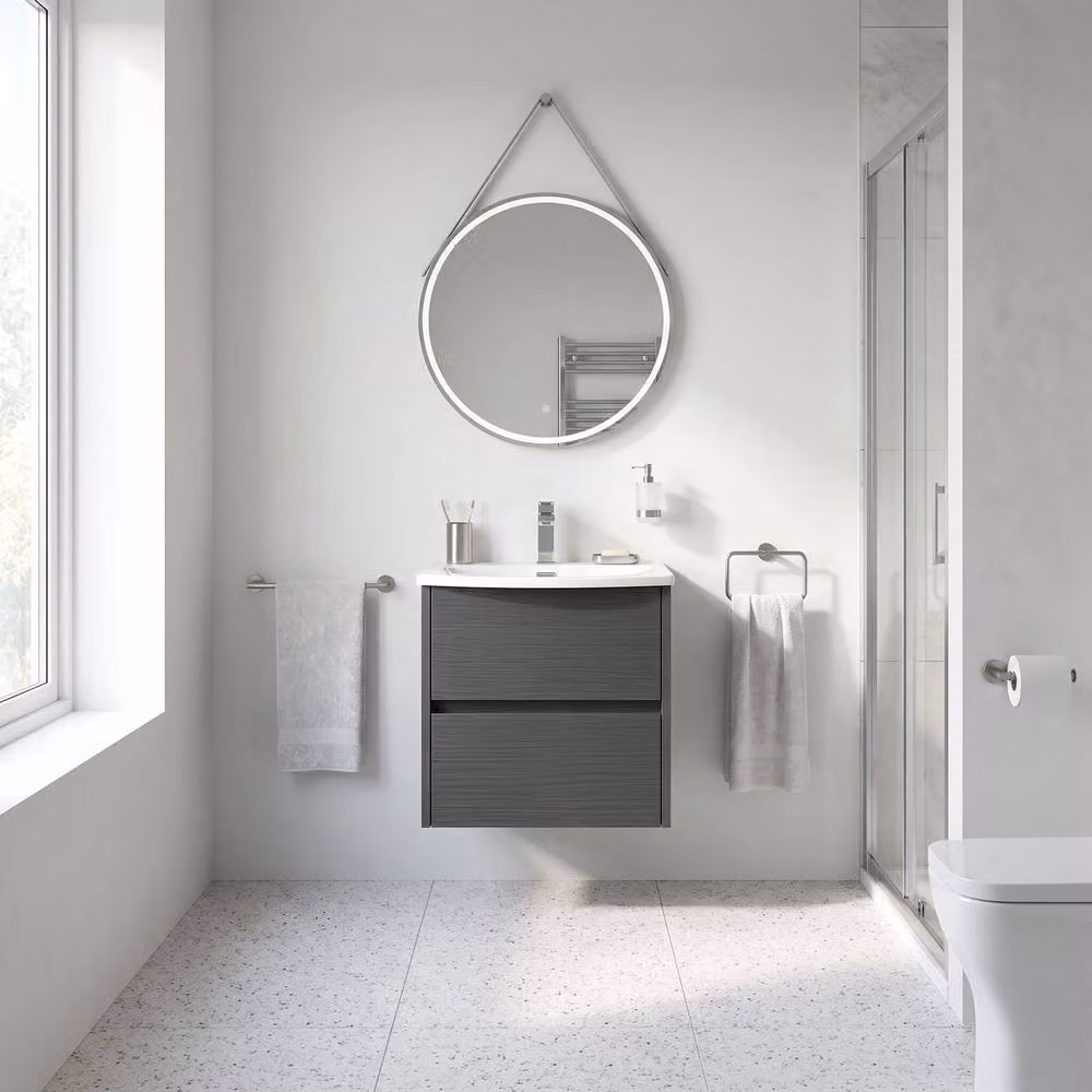 Balterley Chartley 2 Drawer Wall Hung Vanity Basin Unit, Graphite Grey, Width: 50 cm – 2