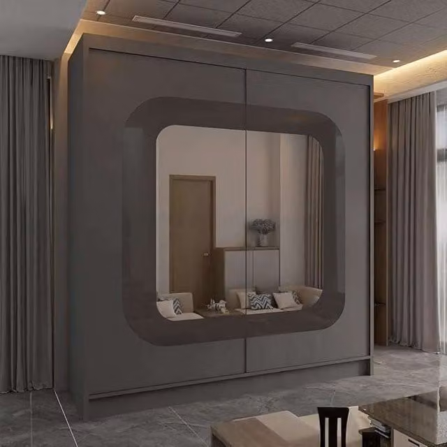 Sliding Wardrobes 4U Chenai Grey Sliding Door Wardrobe with Mirror Glass Design W: 203 cm, H: 217 cm – 1