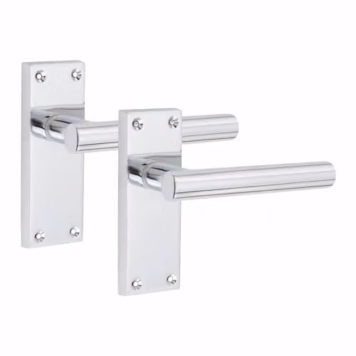 Golden Grace Victorian Straight Door Handles with Latch, Polished Chrome, 1 Pair