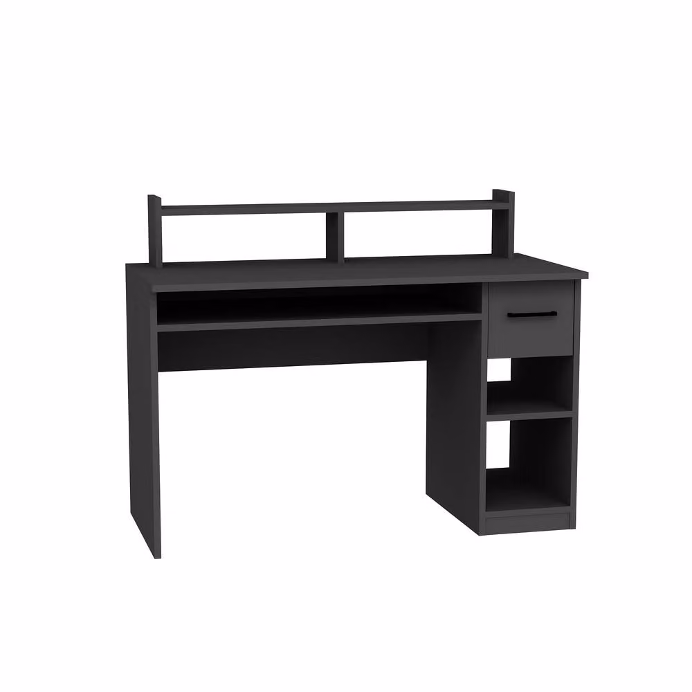 Destina Home Eslem Computer Desk in Anthracite Grey with Drawer and Shelves – 3