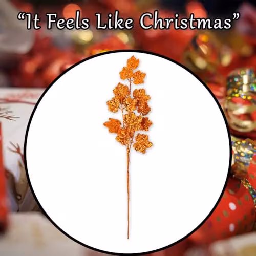 VFM e-Store Orange Christmas Long Stem with Glitter Decoration, W/D/H: 20 x 20 x 65 cm – 6
