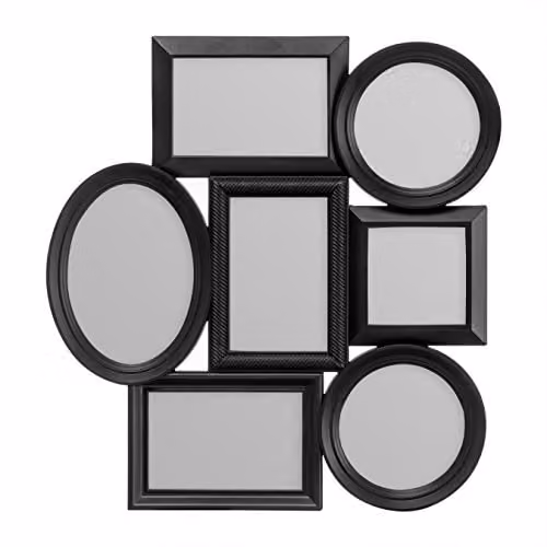 Premier Housewares Orsina Multi-Photo Frame for 7 Photos, Black, W: 43 cm, D: 40 cm, H: 2 cm