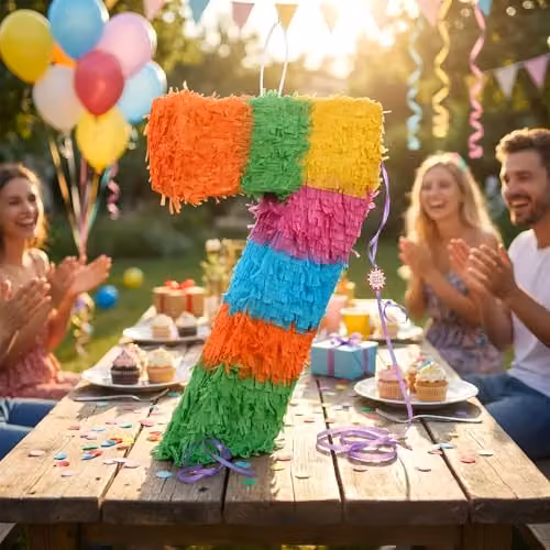Fax Potato Number 7 Cardboard Piñata in Multicolour and Purple, W: 35 cm, D: 7.5 cm, H: 50 cm – 5