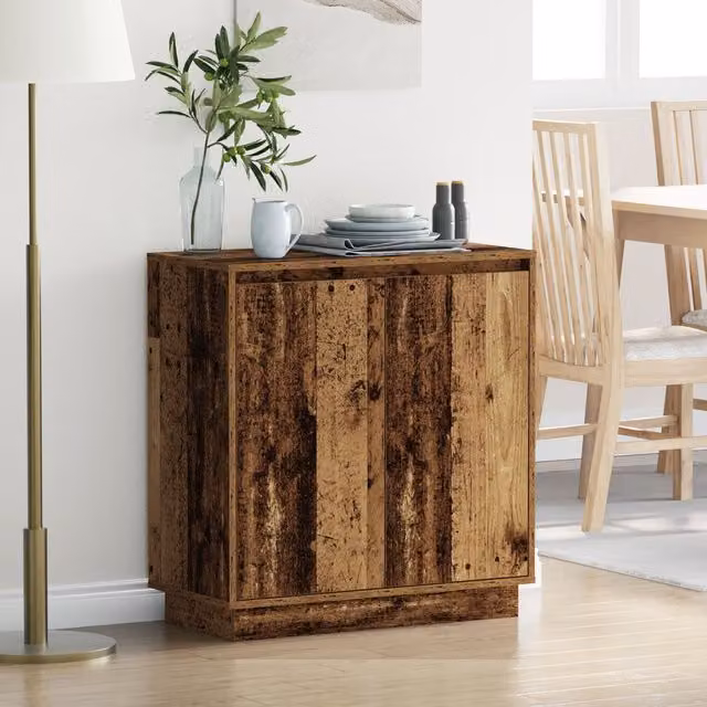 Berkfield Home Rustic Brown Sideboard with Integrated LED Lighting, W/D/H: 71 x 34.5 x 75 cm