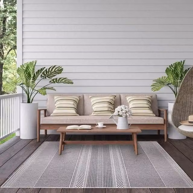 THE RUGS Reversible Duo Weave Collection Outdoor Rug in Grey, W/D/H: 160 x 230 cm – 1