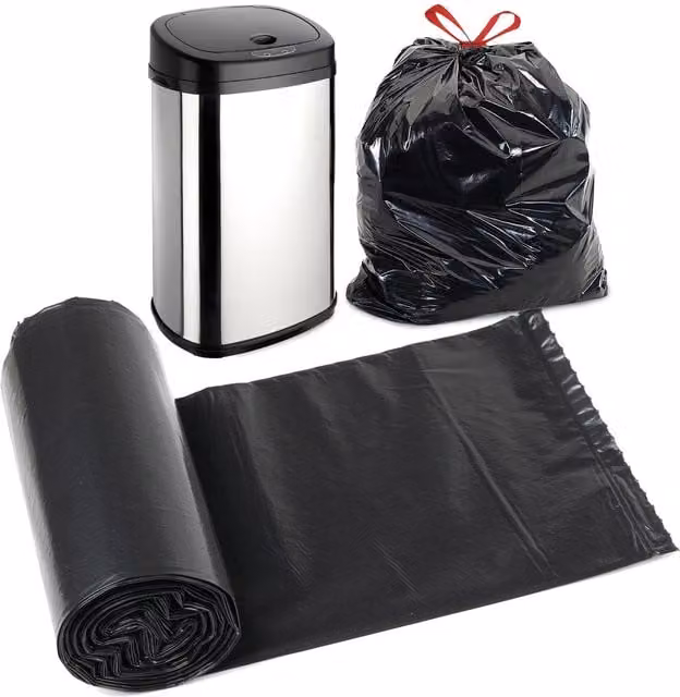 GEEZY Recyclable Kitchen Bin Bags, 30L Strong Durable Refuse Sacks, Silver and Black