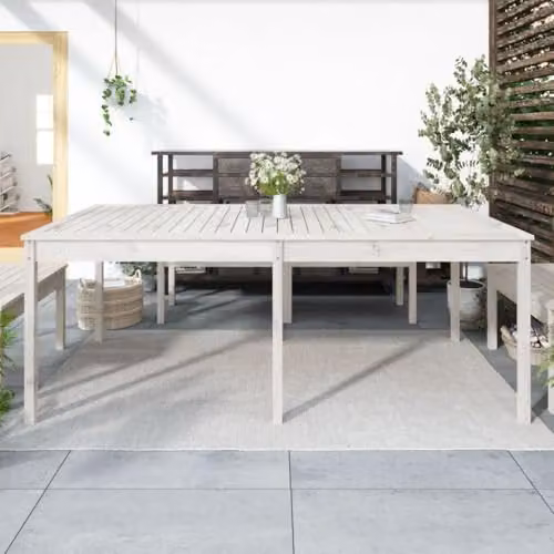 vidaXL Extendable White Lacquered Pine Garden Table, W: 203.5 cm, D: 100 cm, H: 76 cm – 2
