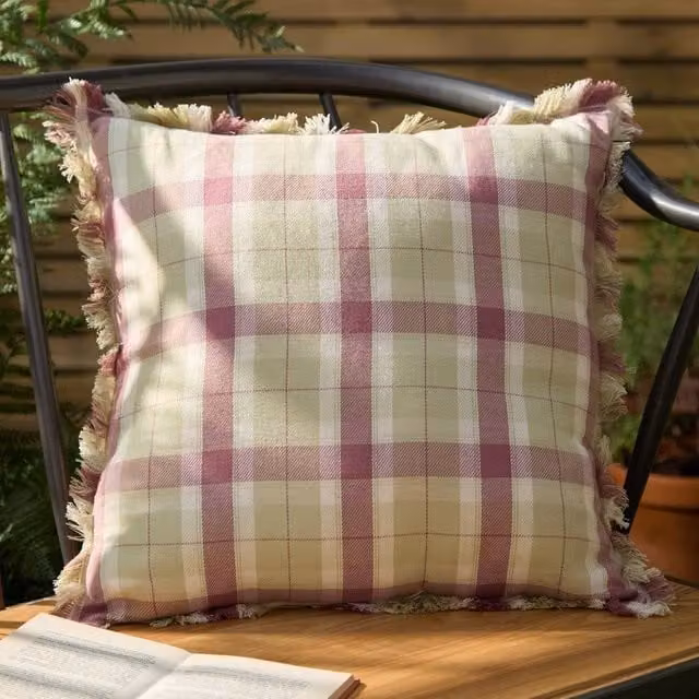 Voyage Maison Arrochar Tartan Woven Indoor/Outdoor Square Cushion in Purple and Multicolour, W/D/H: 50 x 50 x 50 cm – 1