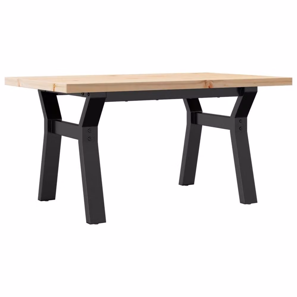 Berkfield Home Y-Frame Coffee Table in Brown Solid Pine and Steel, W/D/H: 80 x 50 x 40.5 cm – 2