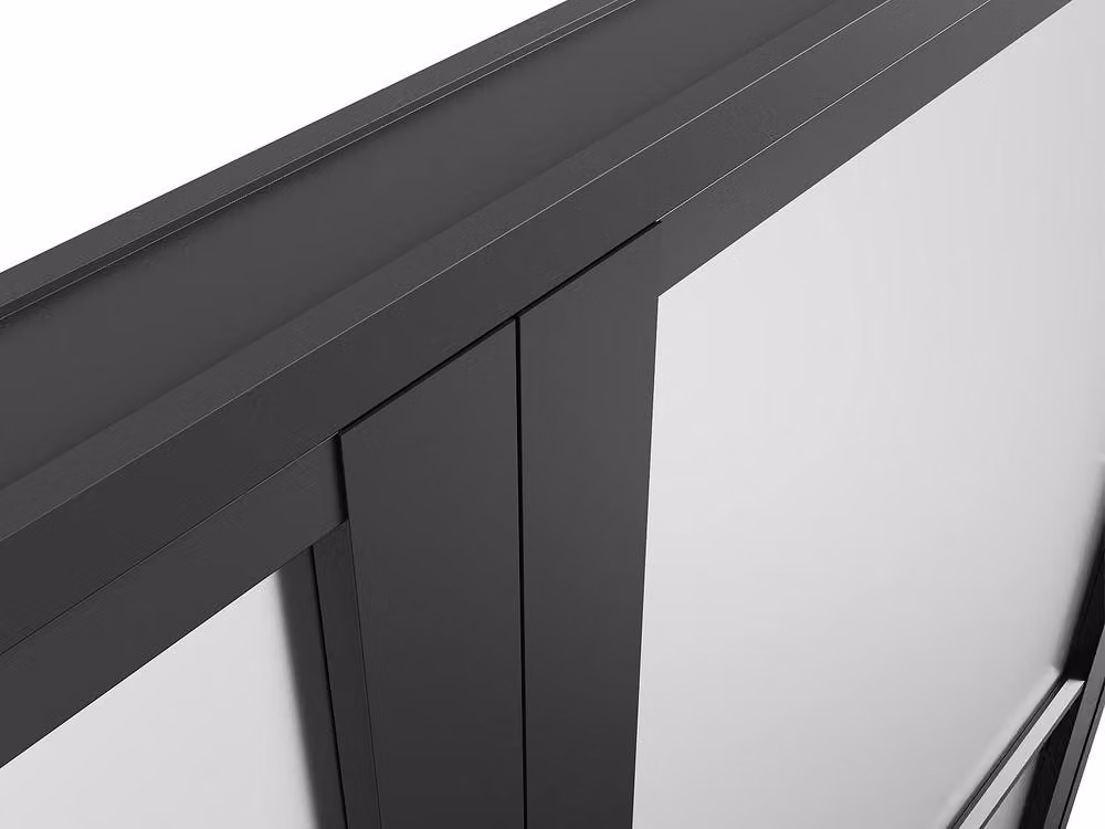 Vente-unique Reversible Double-Leaf Swing Door in Black Aluminium and Frosted Glass – 4