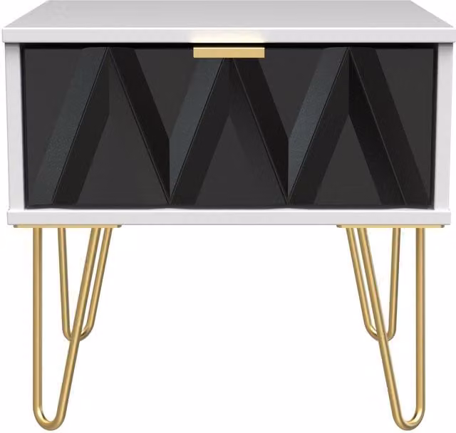 Ready Assembled 2 U Dallas 1 Drawer Bedside Table in Black and Gold – 1