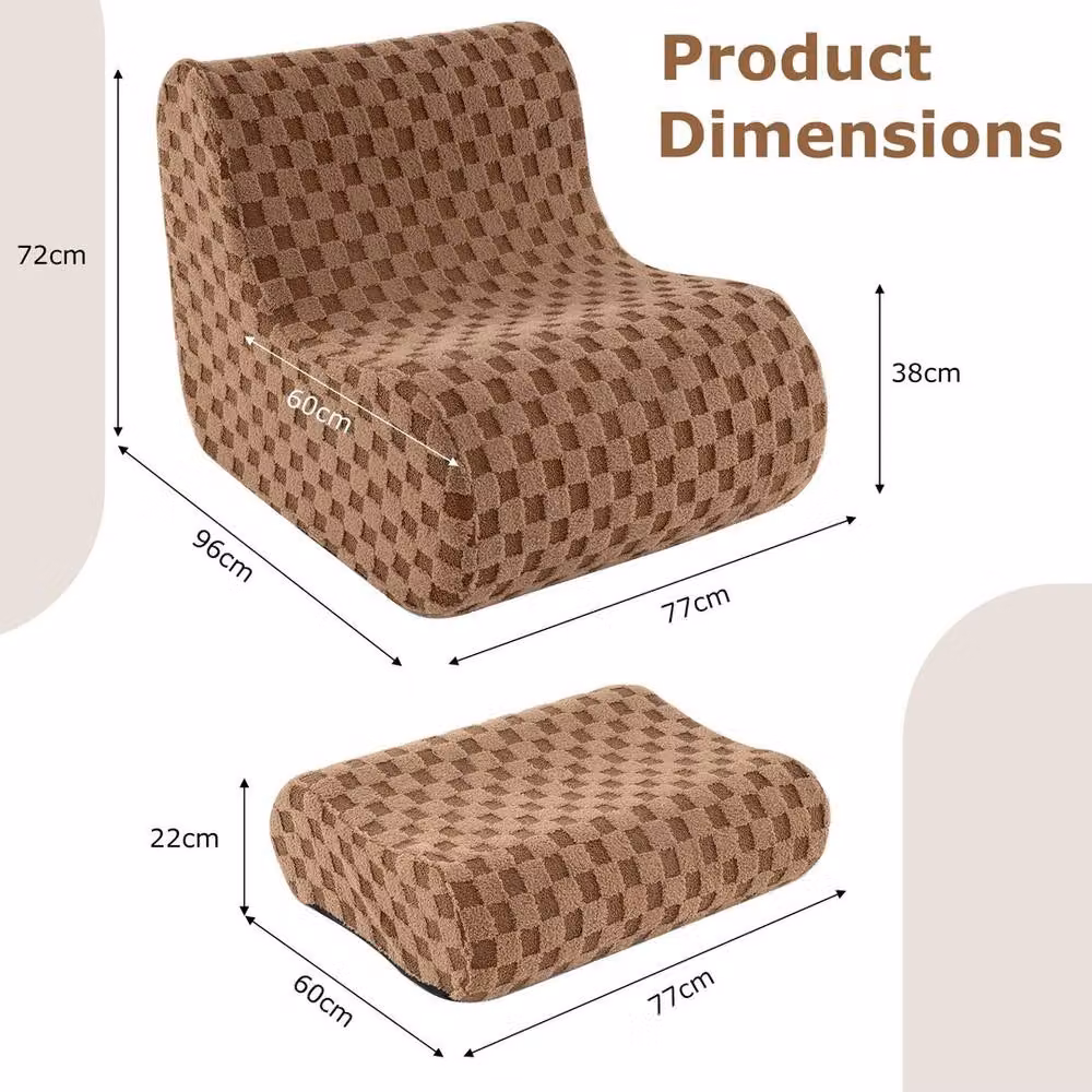 KORVIXA Brown Fabric Bean Bag Floor Couch Chair with Removable Cover and Foam Chunks, Width: 100 cm – 2