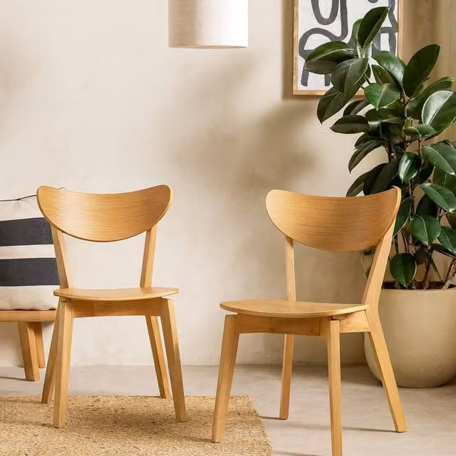 Wyld Haus Set of 2 Saffron Dining Chairs in Natural Oak Effect – 1