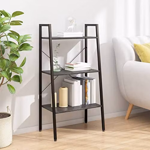 vidaXL 3-Tier Standing Metal Shelf, Black, H 108 x W 56 x D 35 cm – 2