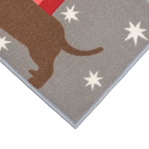 JVL Premium Christmas Mat and Runner Set with Doggy Graphic Design, Non-Slip and Washable – 3