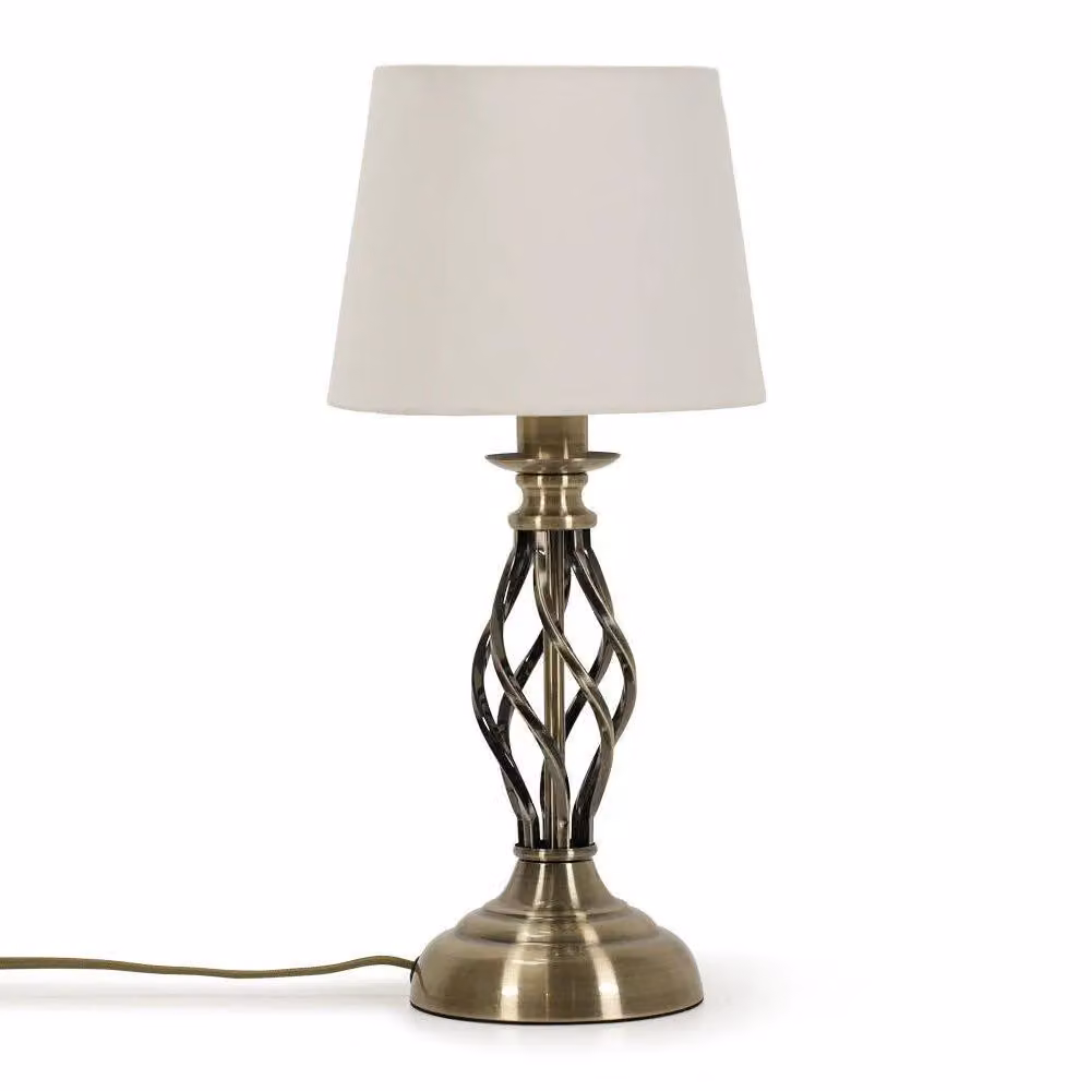 ValueLights Memphis Antique Gold Traditional Table Lamp with Brown Fabric Lampshade – 2
