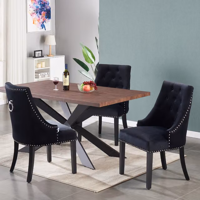 Life Interiors Windsor Duke Dining Set in Walnut and Black