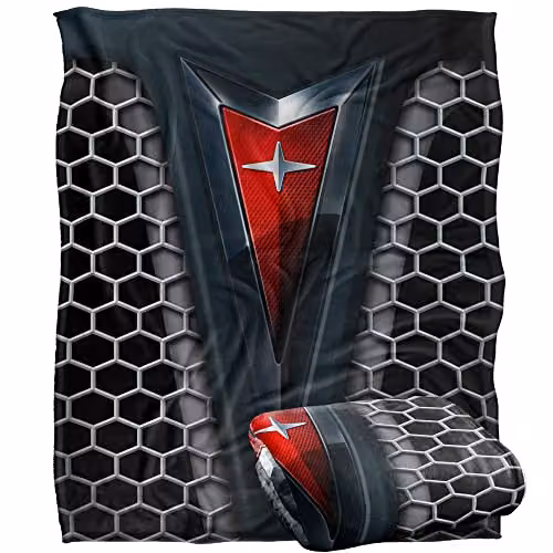 LOGOVISION Pontiac Red Emblem Super Soft Fleece Throw Blanket, White, W/D/H: 152 x 127 cm