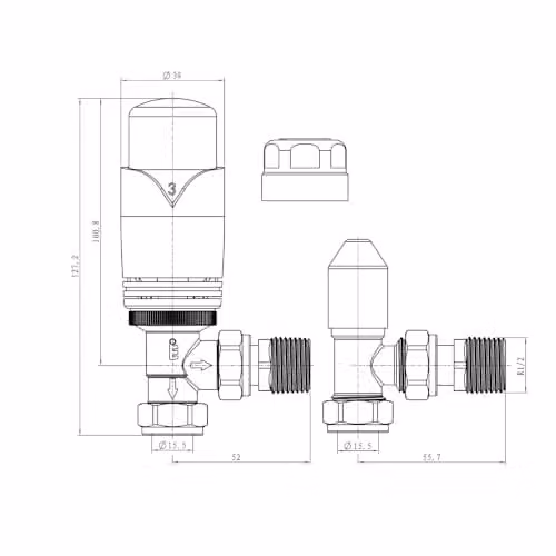 UK Radiators Derry Bold Thermostatic Radiator Valve and Lockshield Set in Black Nickel – 3