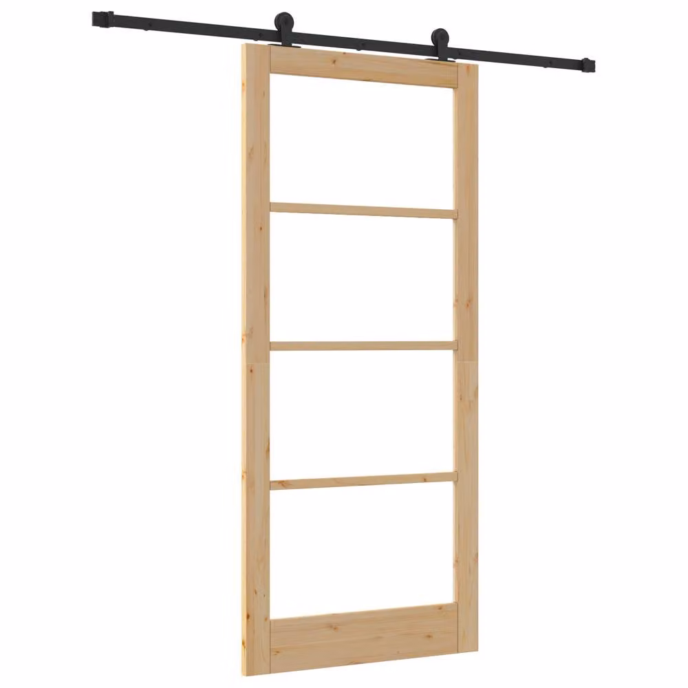 Berkfield Home Orkdal Sliding Door with Hardware Set in Brown, Solid Wood and Glass – 2