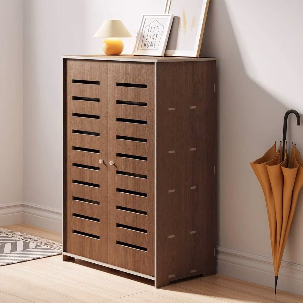 EONLION Tall Shoe Rack Storage Cabinet in Brown, W/D/H: 50 x 50 x 86 cm – 2