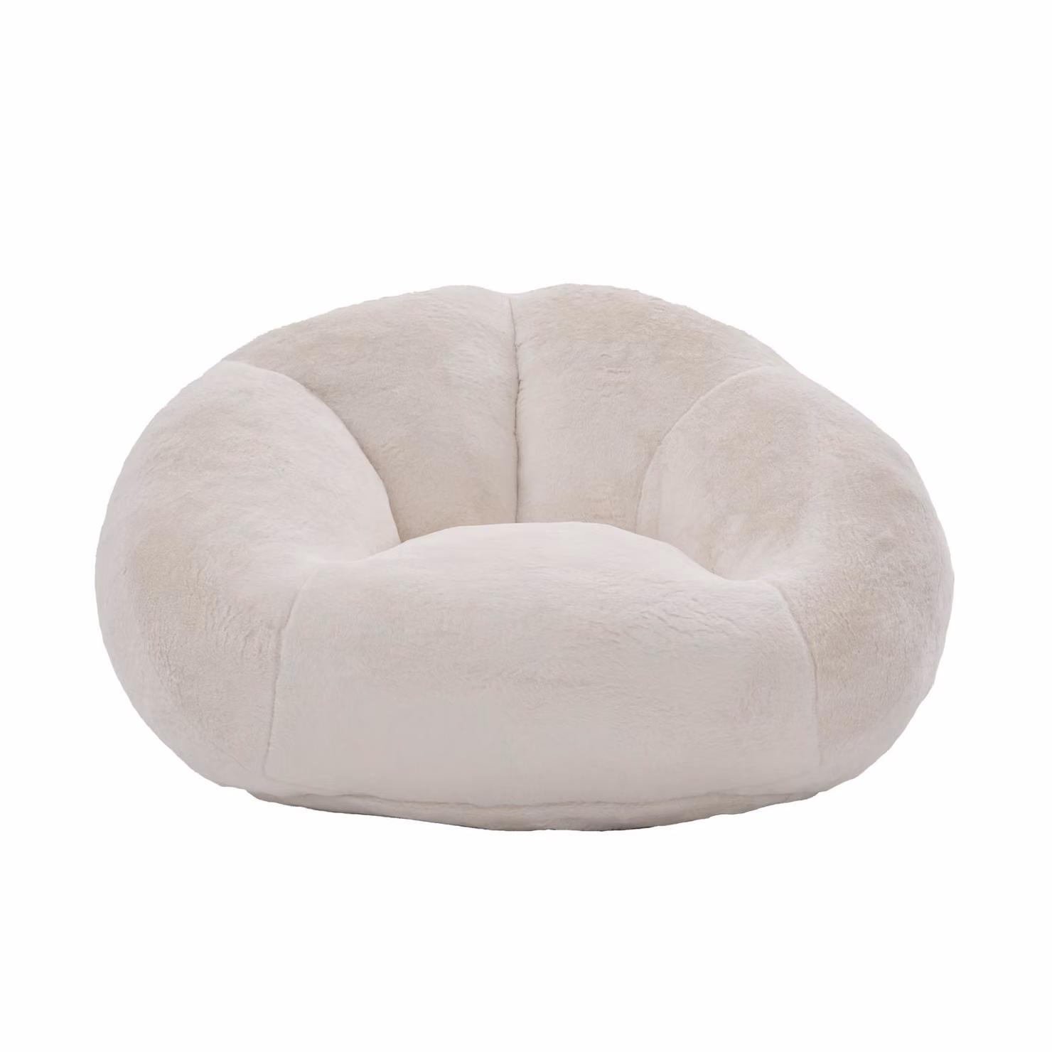 Aosom UK Shell-Shaped Bean Bag Chair with Shredded Memory Foam Filling and Removable Faux Fur Cover, Beige, H x W x D: 57 x 90 x 100 cm – 2