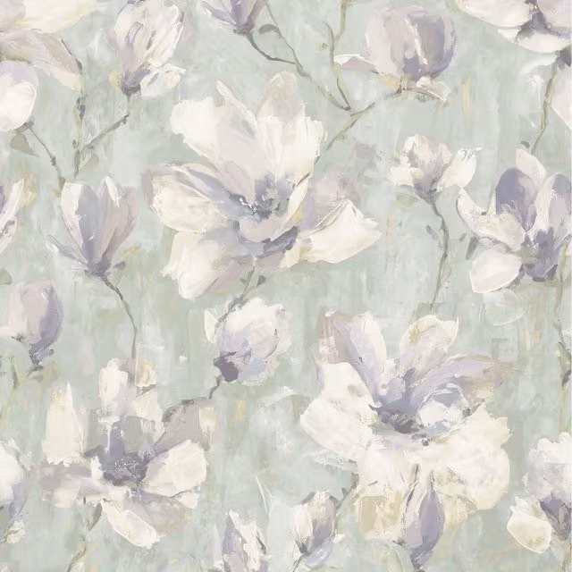 Grandeco Camilla Floral Blossom Botanical Vinyl Wallpaper in Green