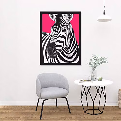 Wee Blue Coo Zebra Animal Print Framed Wall Poster, Multicolour, W: 45.72 cm x H: 60.96 cm – 2