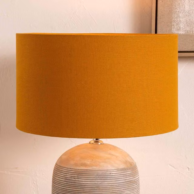 Ruma Mustard Yellow Cotton Cylinder Lamp Shade for Table and Floor Lamps, Diameter: 40.64 cm