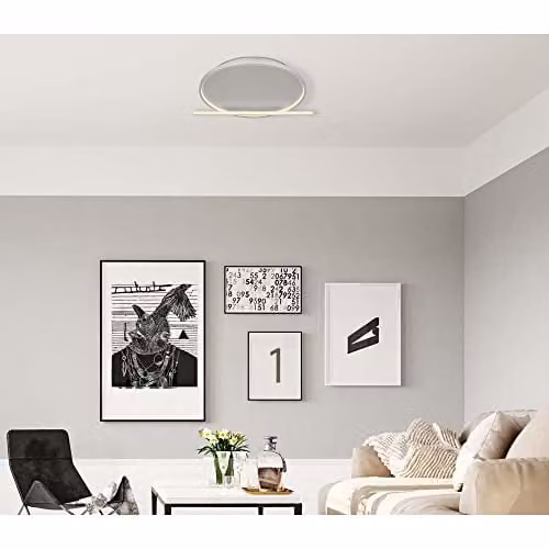 Globo Lighting Modern LED Ring Ceiling Light with Remote Control and Dimmable Function in Grey