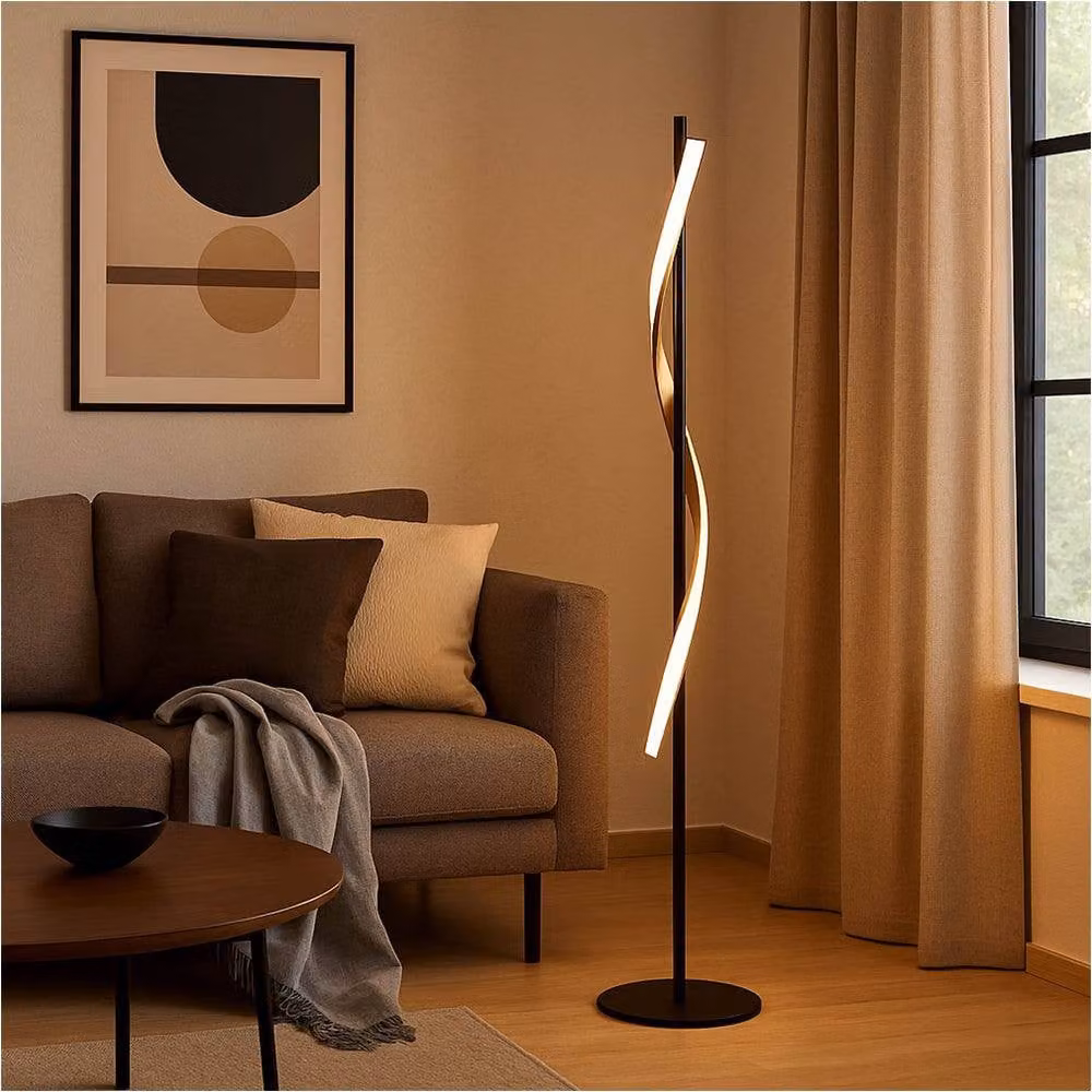 Loops 2 Pack Modern LED Arc Floor Lamp in Black and Brushed Brass with Included Bulbs – 2
