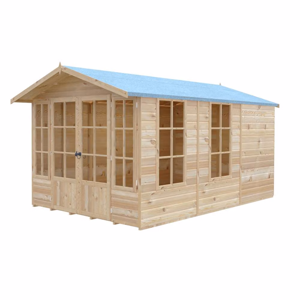 Shires Delmora 8x12 Shiplap Wood Summerhouse in Light Brown, W: 245.6 cm, D: 358.2 cm, H: 217.4 cm – 2