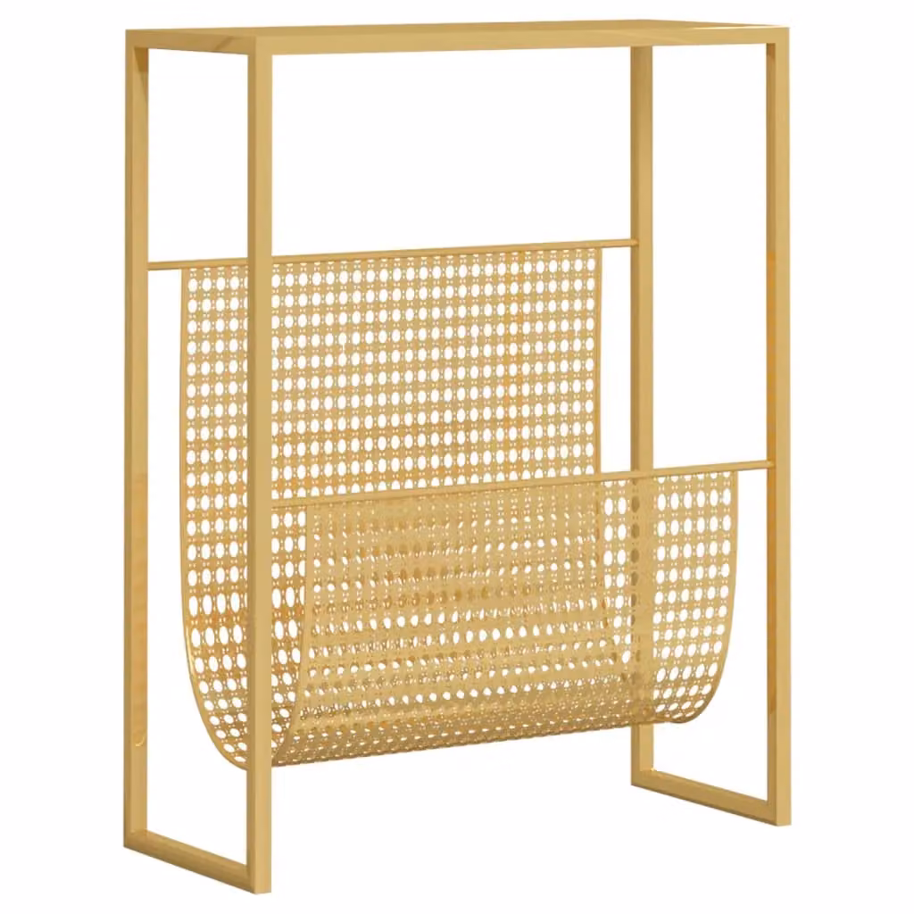 Berkfield Home Gold Metal Magazine Rack, W/D/H: 35 x 15 x 45 cm – 2