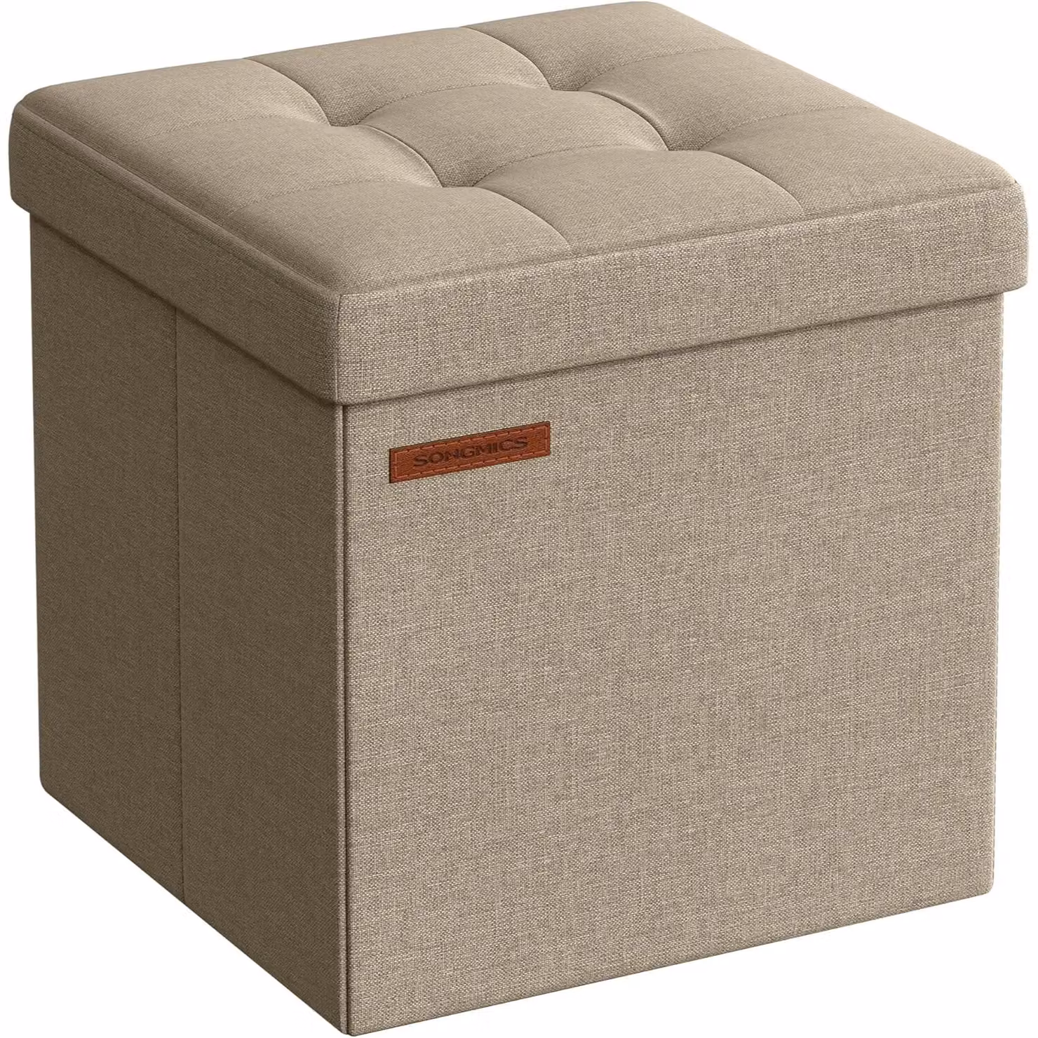 SONGMICS Small Foldable Storage Ottoman Foot Rest in Camel Brown – 3