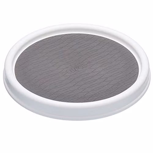 Copco Plastic Rotating Lazy Susan Kitchen Organiser, Diameter: 23 cm, White/Grey – 1