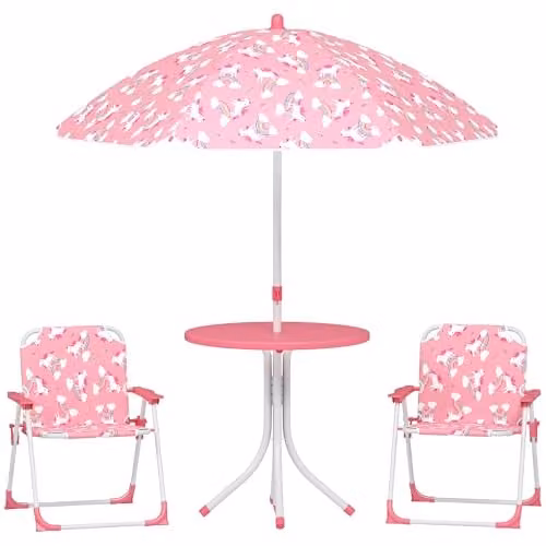 AIYAPLAY Kids Patio Table and Chair Set with 2 Chairs, Pink – 1
