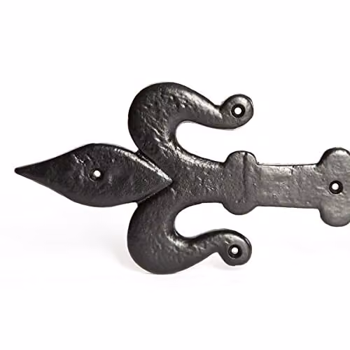 Hammer and Tongs Fleur De Lis T-Hinges, Black Powder Coated Iron, Pack of 4, Width: 31 cm – 3