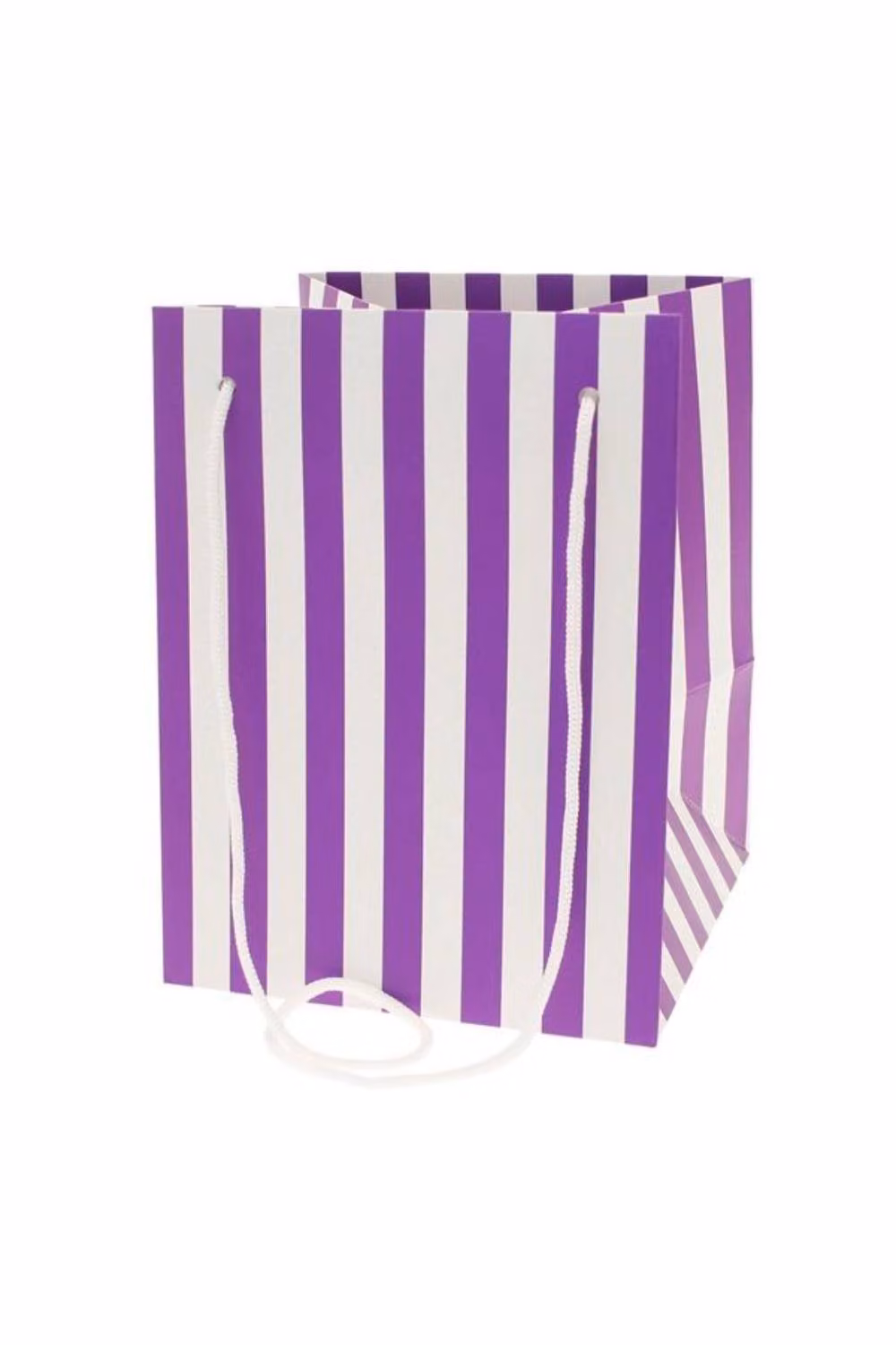 KDMD Purple and White Candy Stripe Paper Hand Tied Party Bags, 10 Pack – 2