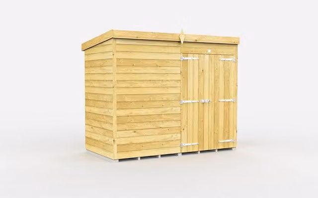 Buttercup Farm Brown Pent Shed with Double Doors and No Windows, L243 x W118 x H201 cm