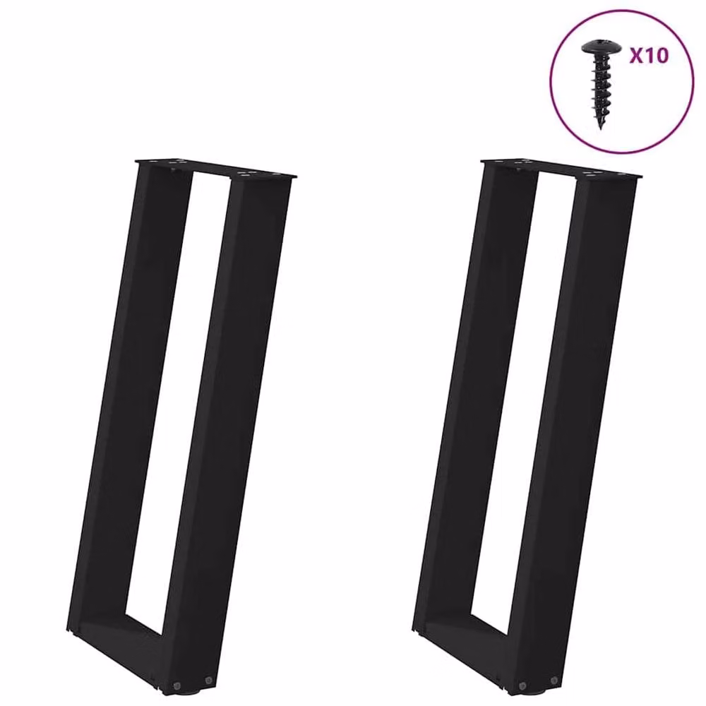 Berkfield Home U-Shaped Console Table Legs, 2 Pieces, Black Steel, W: 28 cm, H: 72-73 cm – 2