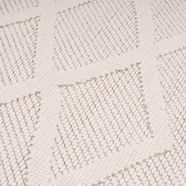 The Rug House Cream Trellis Looped Pile Area Rug in Snow, White, Width: 240 cm