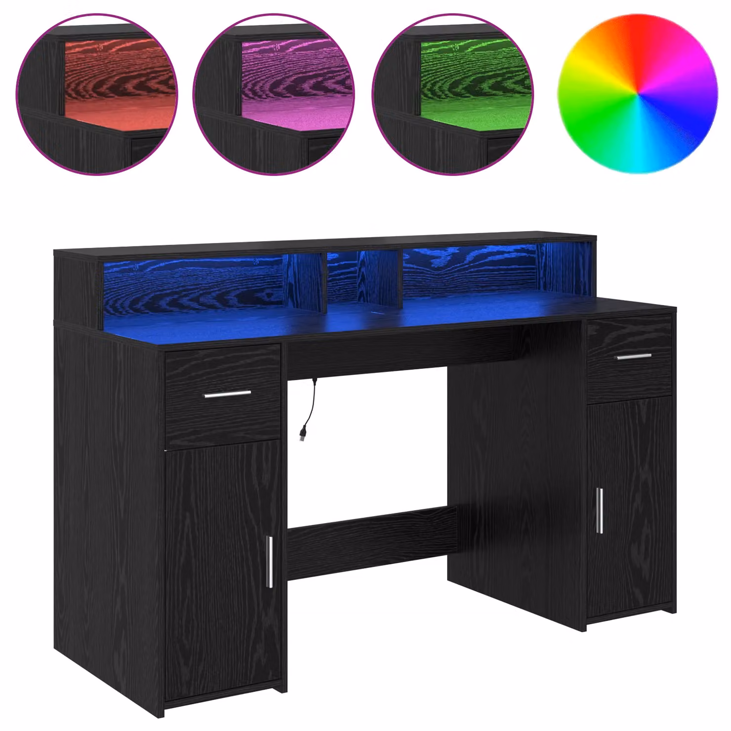 Berkfield Home Modern Writing Desk in Black Oak, W/D/H: 140 x 55 x 91 cm – 3