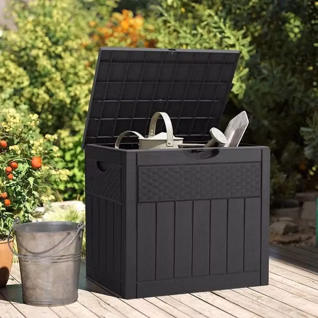 EONLION 126L Outdoor Storage Box in Black for Garden and Patio