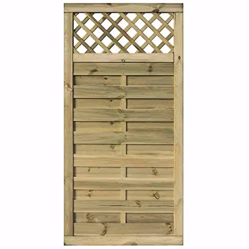 Rowlinson Halkin Wood Garden Gate and Screen in Brown, W: 90 cm, H: 180 cm